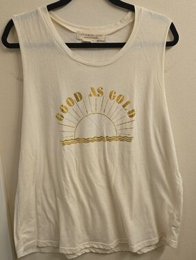 saltwater LUXE Cream Tank with Gold 'Good As Gold' Sun Graphic